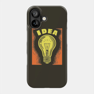 Bright Idea Lightbulb Vintage Linocut Graphic Phone Case