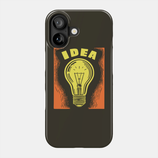 Bright Idea Lightbulb Vintage Linocut Graphic Phone Case by TuncGK