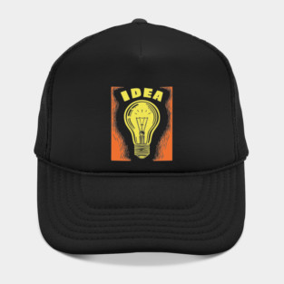 Bright Idea Lightbulb Vintage Linocut Graphic Hat