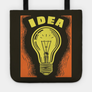 Bright Idea Lightbulb Vintage Linocut Graphic Tote