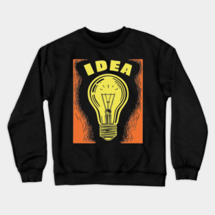 Bright Idea Lightbulb Vintage Linocut Graphic Crewneck Sweatshirt