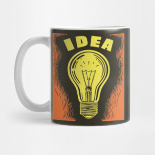 Bright Idea Lightbulb Vintage Linocut Graphic Mug
