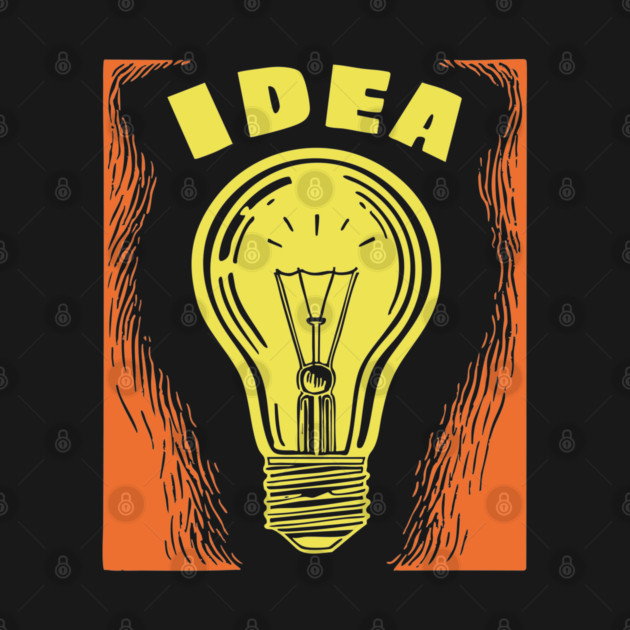 Bright Idea Lightbulb Vintage Linocut Graphic by TuncGK