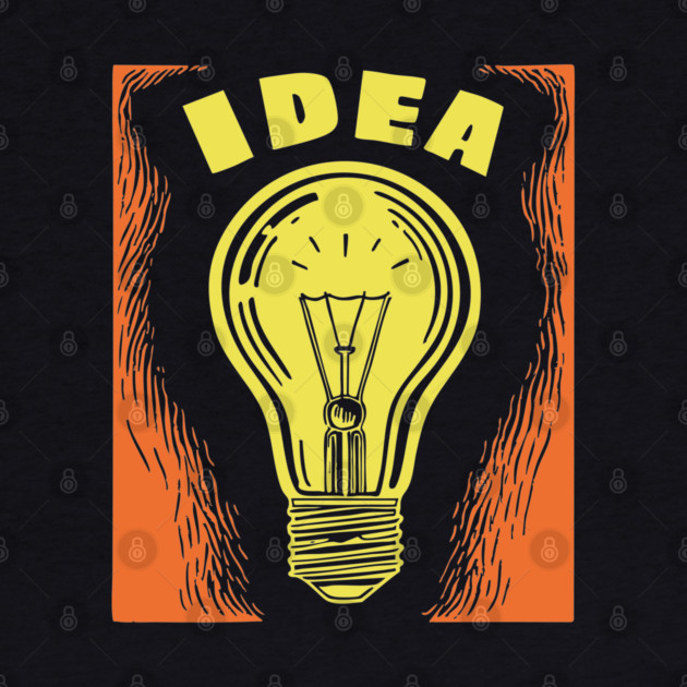 Bright Idea Lightbulb Vintage Linocut Graphic by TuncGK