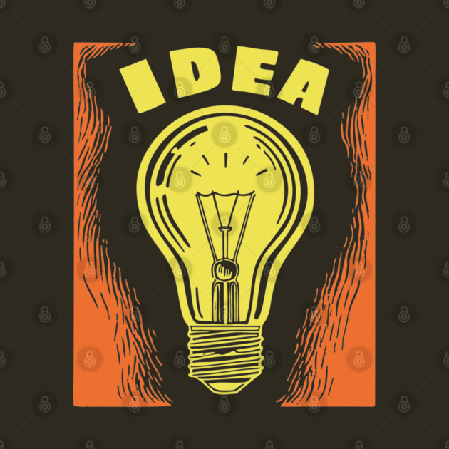 Bright Idea Lightbulb Vintage Linocut Graphic by TuncGK