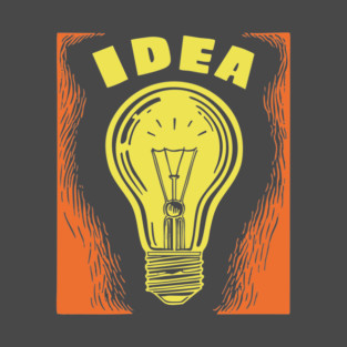 Bright Idea Lightbulb Vintage Linocut Graphic T-Shirt