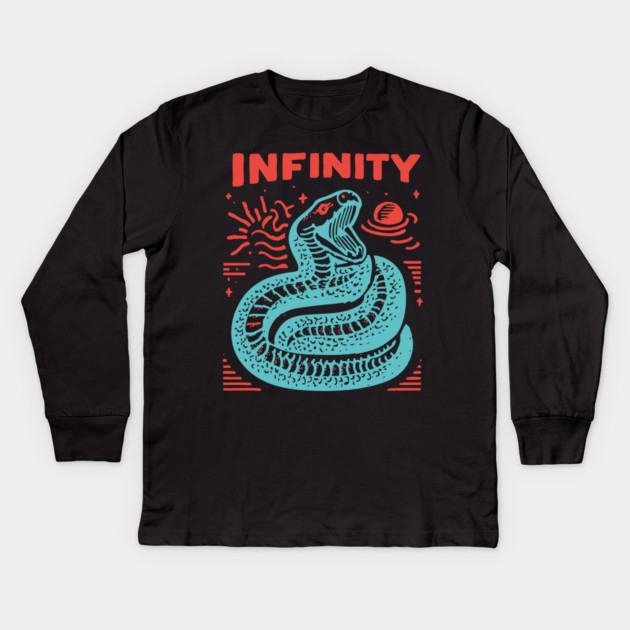 Infinity Snake Ouroboros Mythological Tattoo Art Kids Long Sleeve T-Shirt by TuncGK