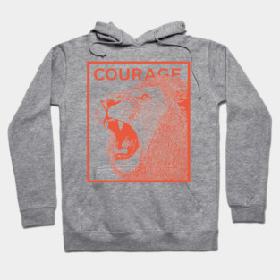 Courage Roaring Lion Motivational Vintage Graphic Hoodie