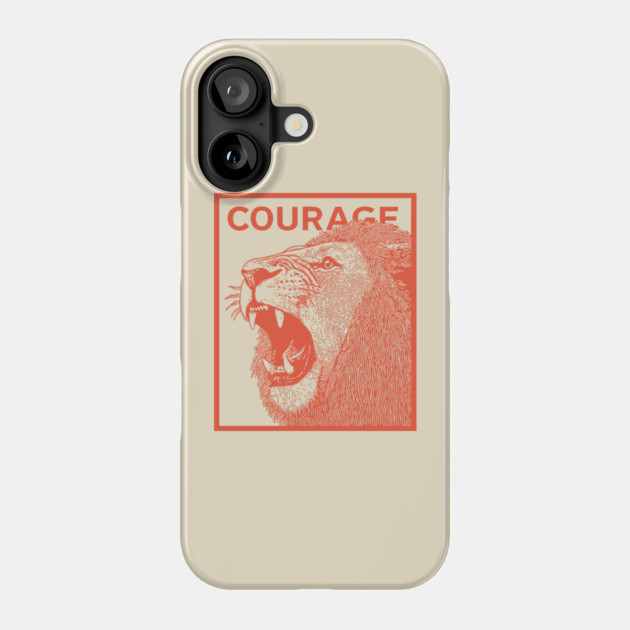 Courage Roaring Lion Motivational Vintage Graphic Phone Case by TuncGK