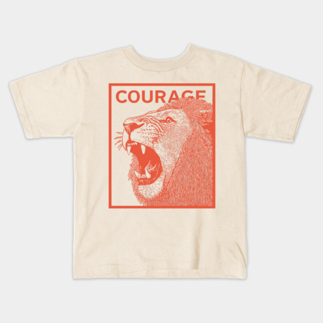 Courage Roaring Lion Motivational Vintage Graphic Kids T-Shirt by TuncGK
