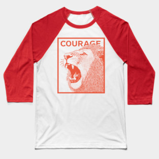 Courage Roaring Lion Motivational Vintage Graphic Baseball T-Shirt