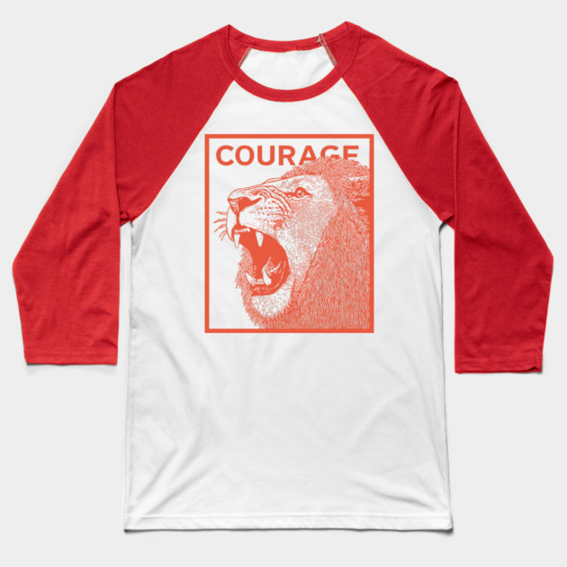 Courage Roaring Lion Motivational Vintage Graphic Baseball T-Shirt by TuncGK