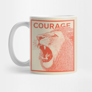 Courage Roaring Lion Motivational Vintage Graphic Mug