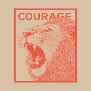 Courage Roaring Lion Motivational Vintage Graphic T-Shirt