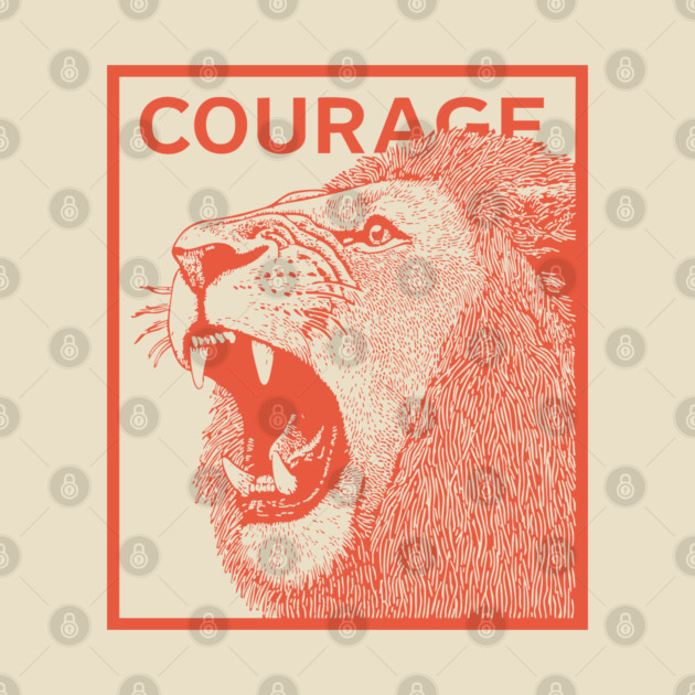 Courage Roaring Lion Motivational Vintage Graphic by TuncGK