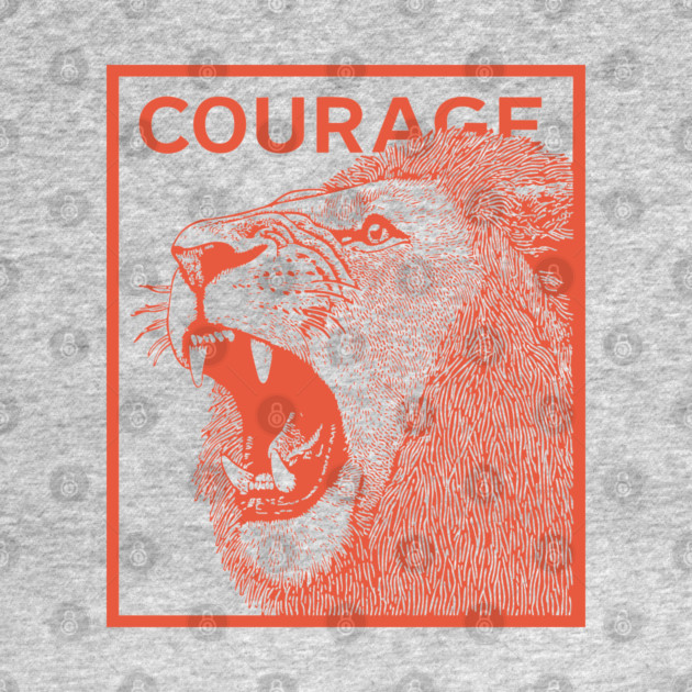 Courage Roaring Lion Motivational Vintage Graphic by TuncGK