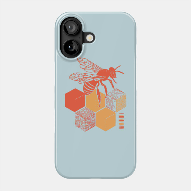 Minimalist Honeycomb and Bee Geometric Art Phone Case by TuncGK