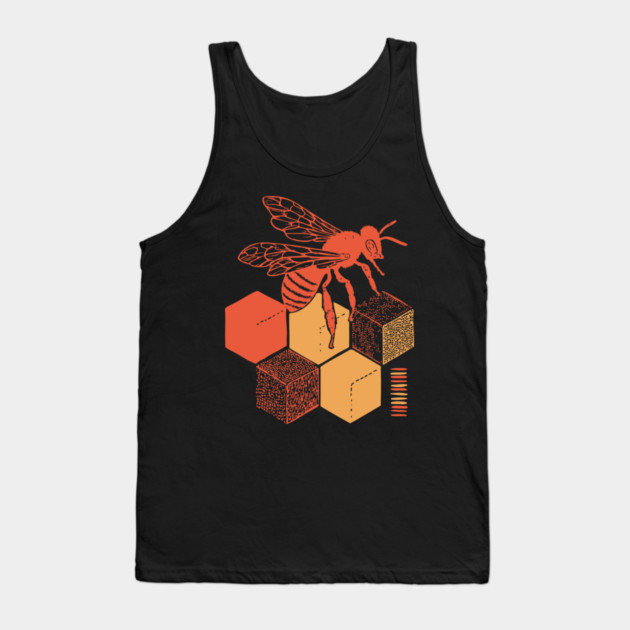 Minimalist Honeycomb and Bee Geometric Art Tank Top by TuncGK