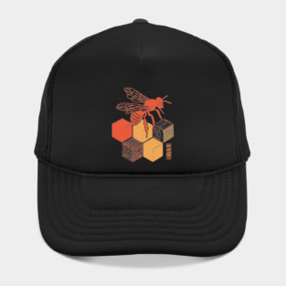 Minimalist Honeycomb and Bee Geometric Art Hat