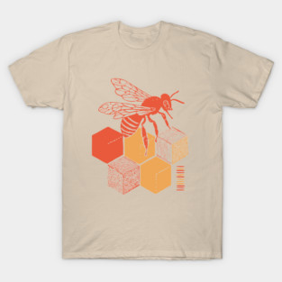 Minimalist Honeycomb and Bee Geometric Art T-Shirt