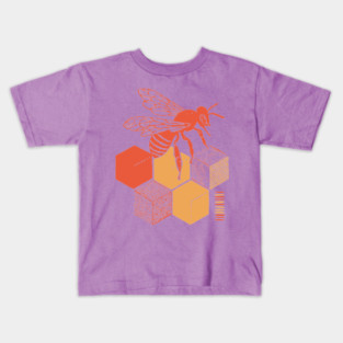 Minimalist Honeycomb and Bee Geometric Art Kids T-Shirt