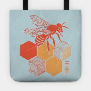 Minimalist Honeycomb and Bee Geometric Art Tote