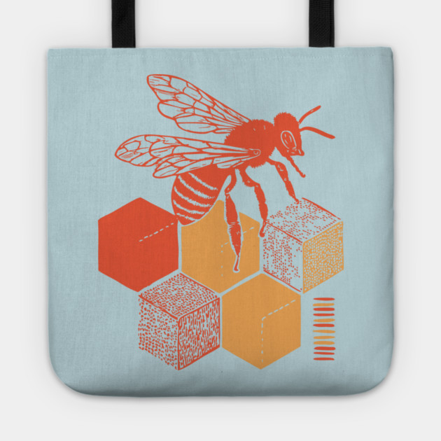 Minimalist Honeycomb and Bee Geometric Art Tote by TuncGK