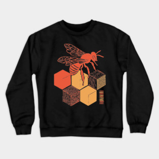 Minimalist Honeycomb and Bee Geometric Art Crewneck Sweatshirt