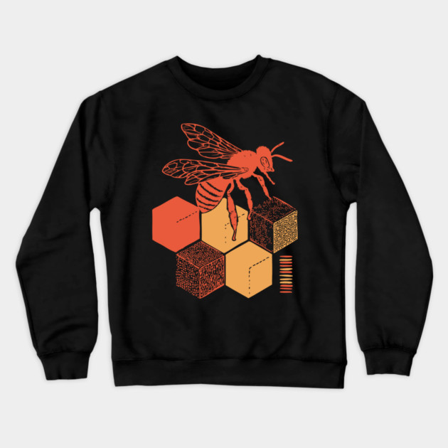 Minimalist Honeycomb and Bee Geometric Art Crewneck Sweatshirt by TuncGK
