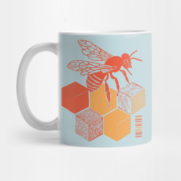 Minimalist Honeycomb and Bee Geometric Art by TuncGK