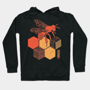 Minimalist Honeycomb and Bee Geometric Art Hoodie
