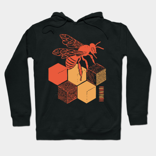 Minimalist Honeycomb and Bee Geometric Art Hoodie by TuncGK