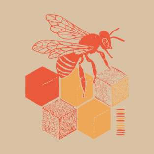 Minimalist Honeycomb and Bee Geometric Art T-Shirt
