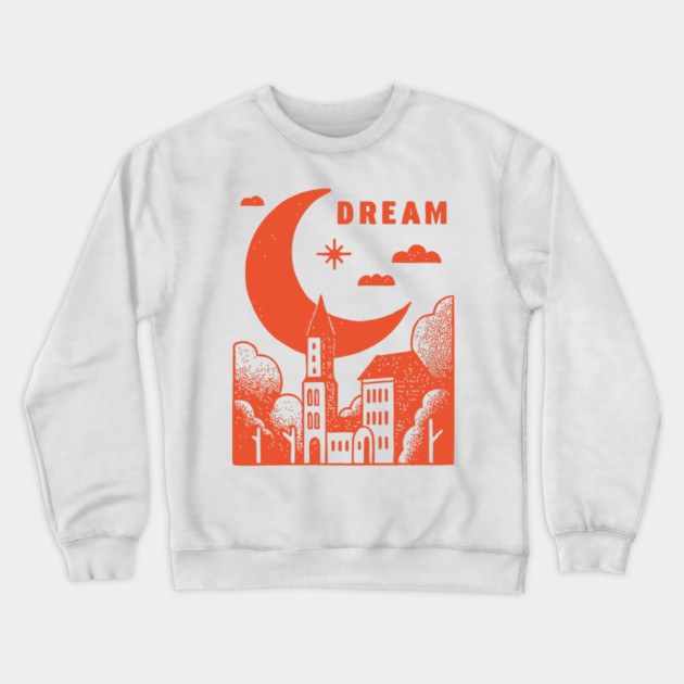 Urban Dreamer Crescent Moon Lo-fi Aesthetic Crewneck Sweatshirt by TuncGK