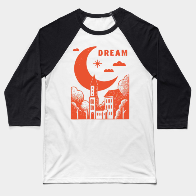 Urban Dreamer Crescent Moon Lo-fi Aesthetic Baseball T-Shirt by TuncGK