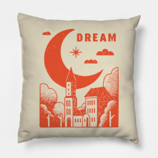 Urban Dreamer Crescent Moon Lo-fi Aesthetic Pillow