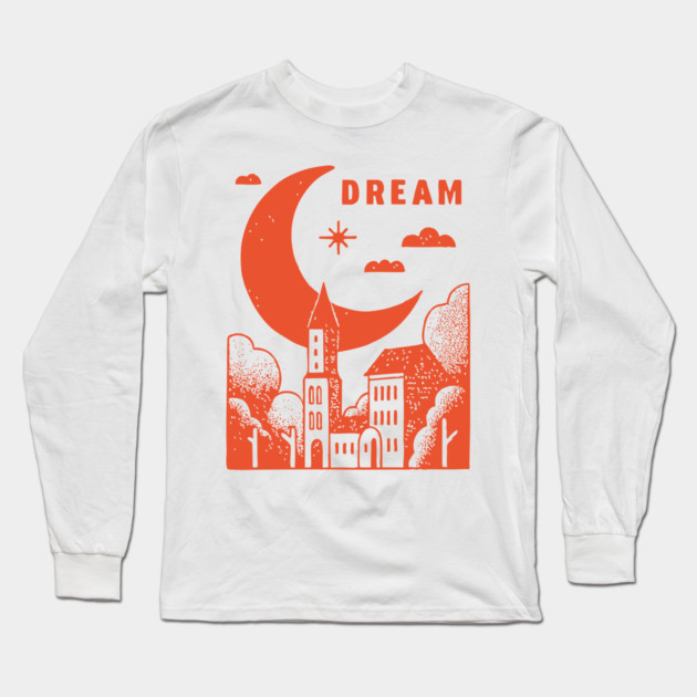 Urban Dreamer Crescent Moon Lo-fi Aesthetic Long Sleeve T-Shirt by TuncGK