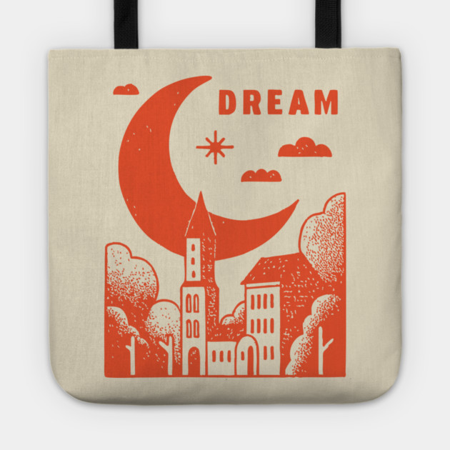 Urban Dreamer Crescent Moon Lo-fi Aesthetic Tote by TuncGK