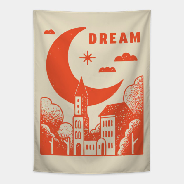 Urban Dreamer Crescent Moon Lo-fi Aesthetic Tapestry by TuncGK