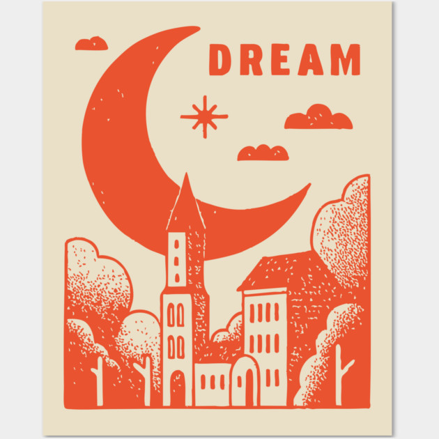 Urban Dreamer Crescent Moon Lo-fi Aesthetic Wall Art by TuncGK