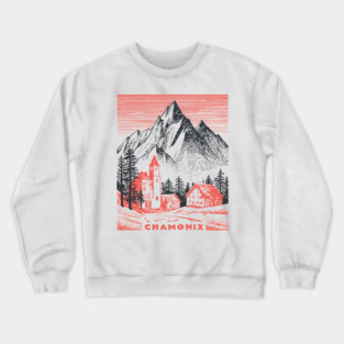 Chamonix France Vintage Ski Travel Poster Crewneck Sweatshirt