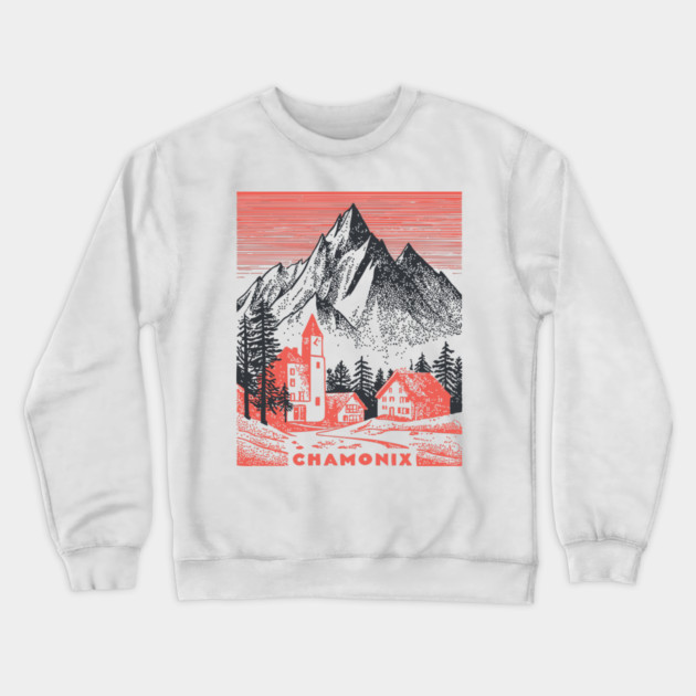 Chamonix France Vintage Ski Travel Poster Crewneck Sweatshirt by TuncGK