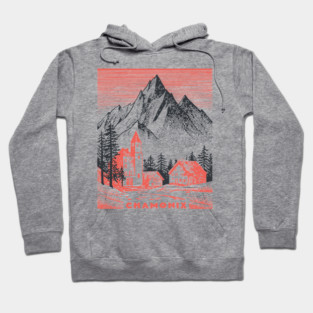 Chamonix France Vintage Ski Travel Poster Hoodie