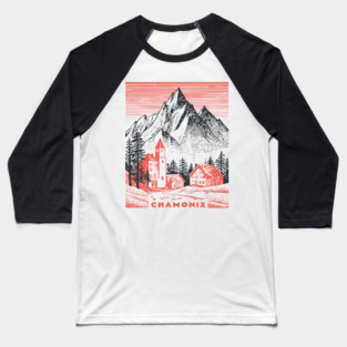 Chamonix France Vintage Ski Travel Poster Baseball T-Shirt