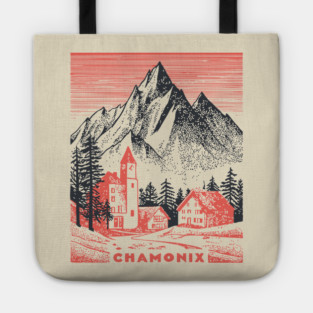 Chamonix France Vintage Ski Travel Poster Tote