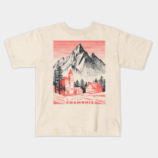 Chamonix France Vintage Ski Travel Poster Kids T-Shirt