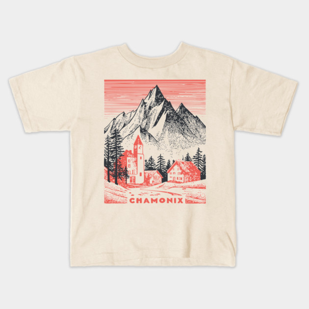 Chamonix France Vintage Ski Travel Poster Kids T-Shirt by TuncGK