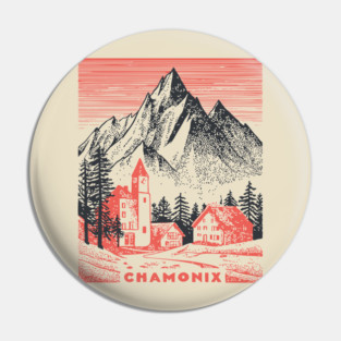 Chamonix France Vintage Ski Travel Poster Pin