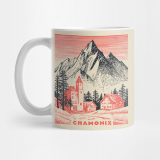 Chamonix France Vintage Ski Travel Poster Mug