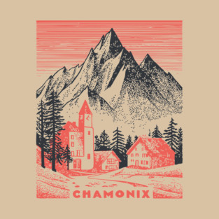 Chamonix France Vintage Ski Travel Poster T-Shirt